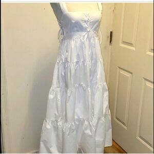 Emmalyn Love Corset Tie Prairie Maxi Dress Tiered Farmcore Cottagecore Medium